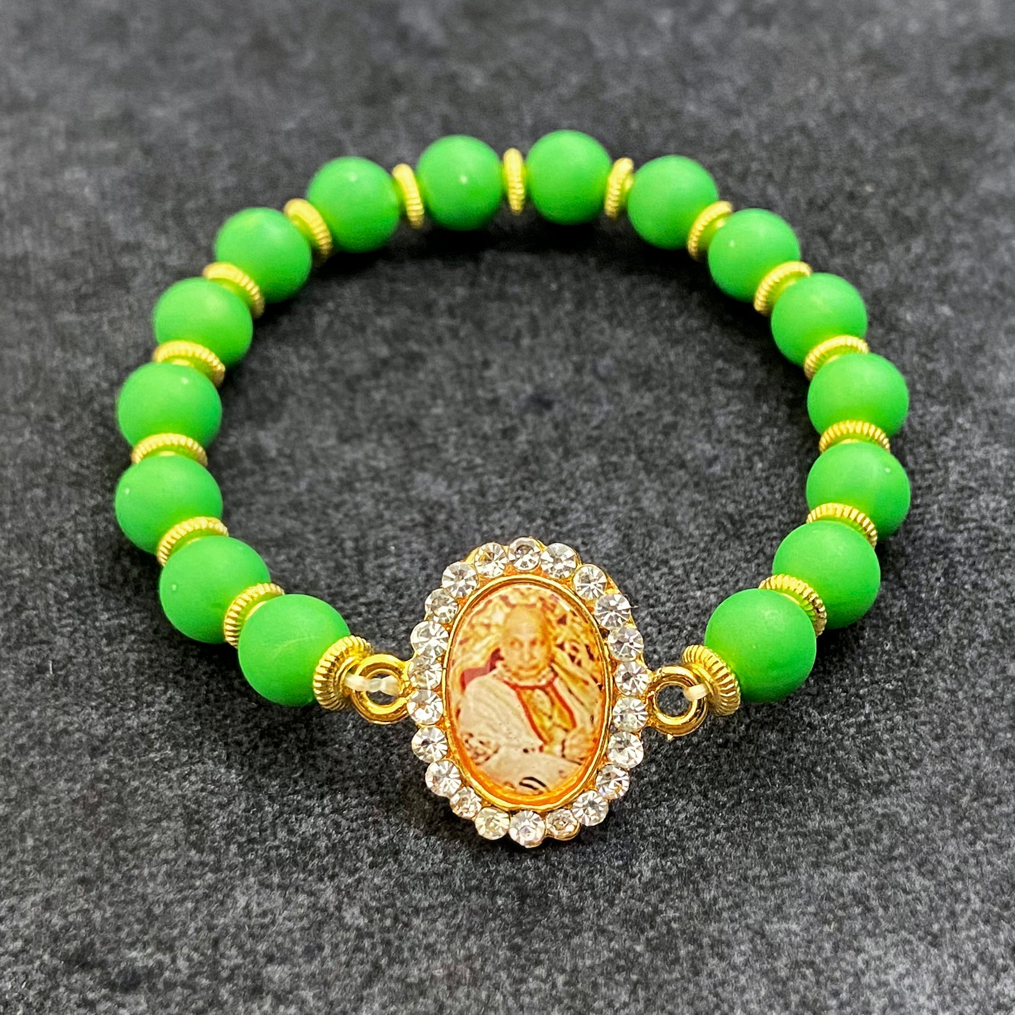 Green Beads Jai Guruji Bracelet with Swaroop