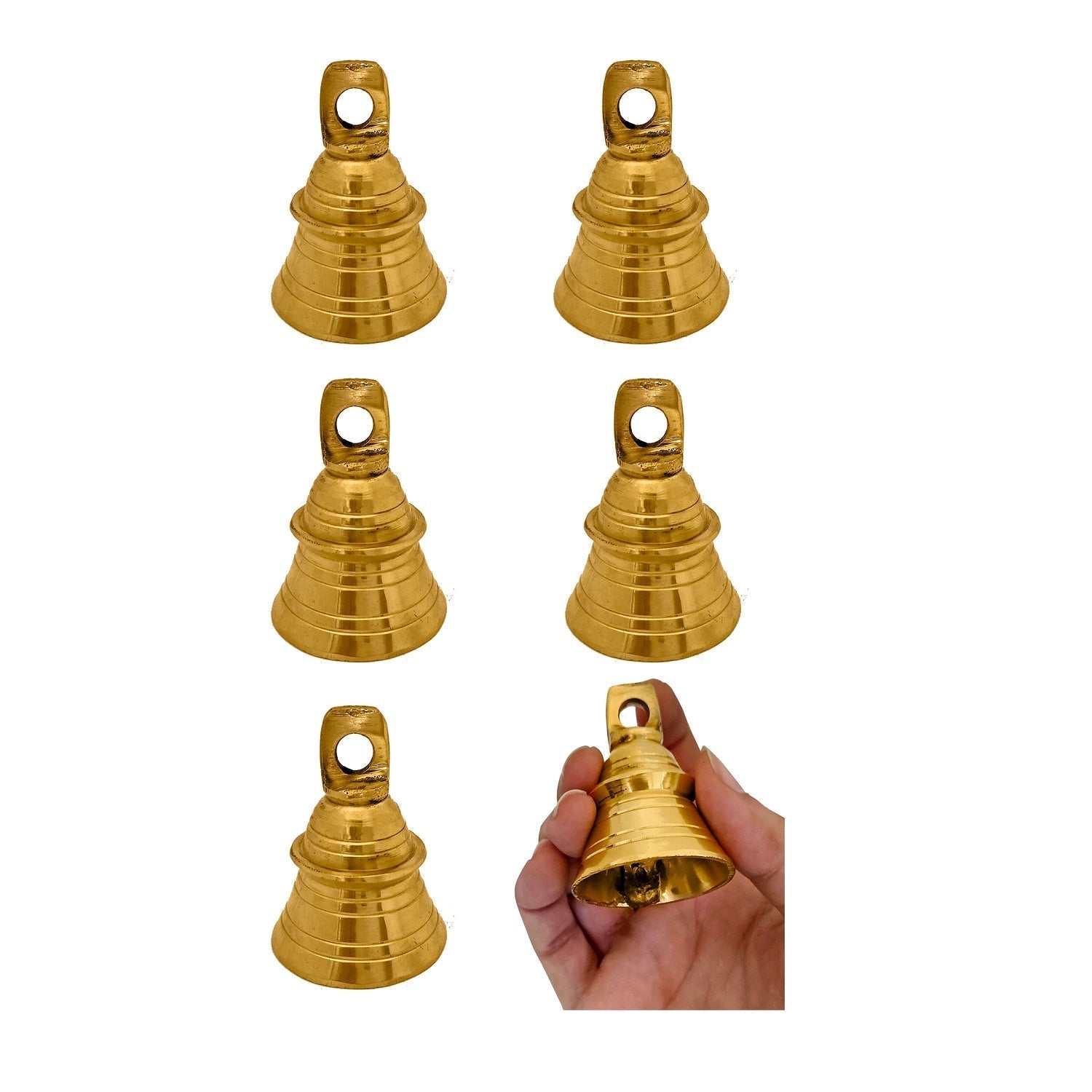 Brass Bell for Pooja Decoration (6 Pcs.)