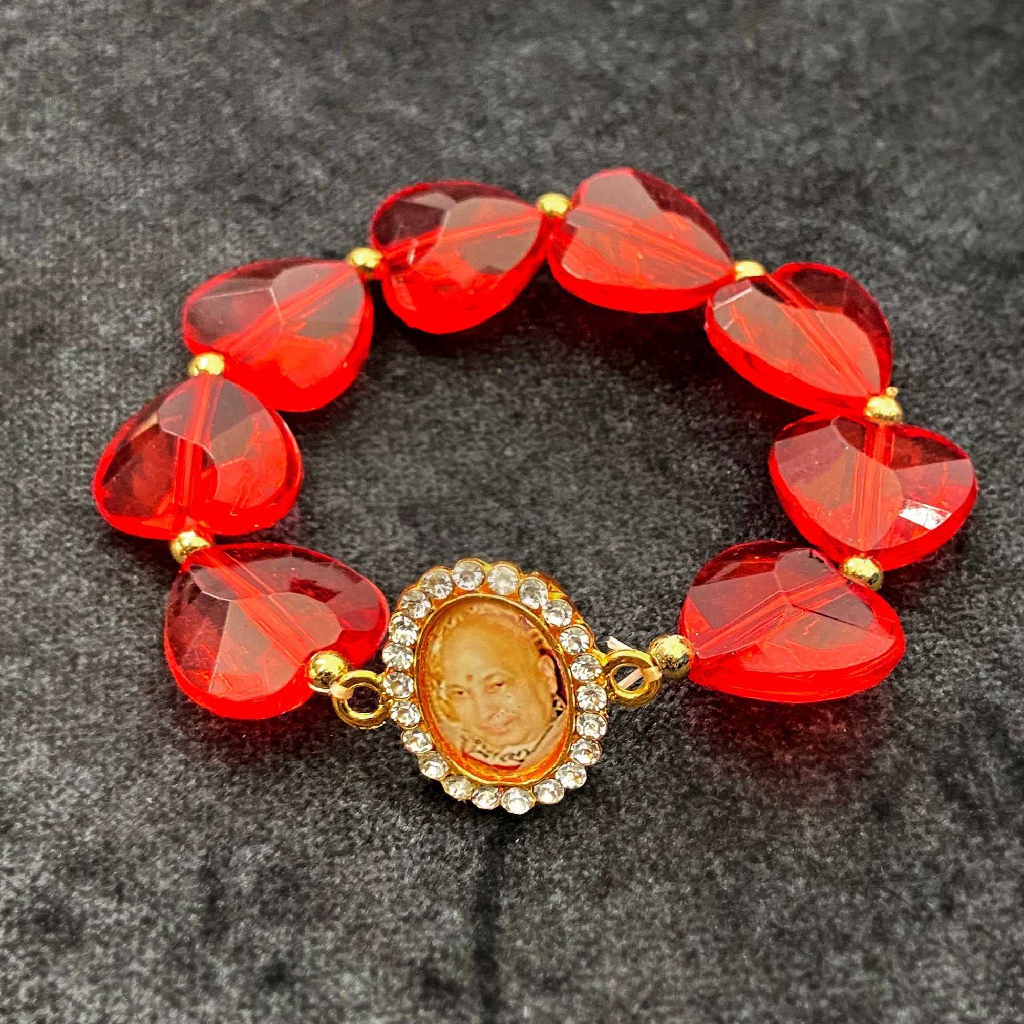 Aura Red Stone Bracelet with Jai Guruji Swaroop