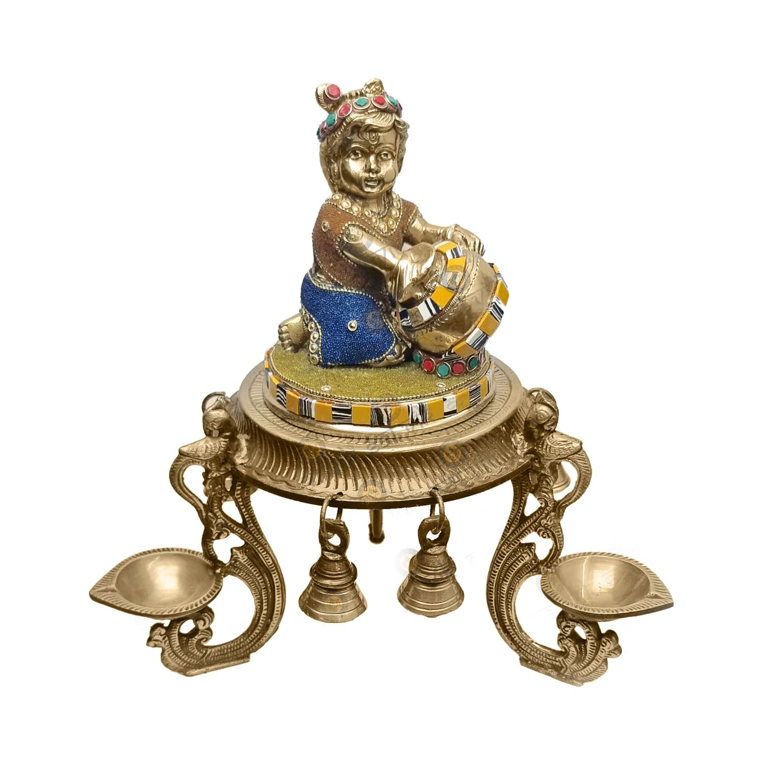Decorative Brass Laddu Gopal with Chowki