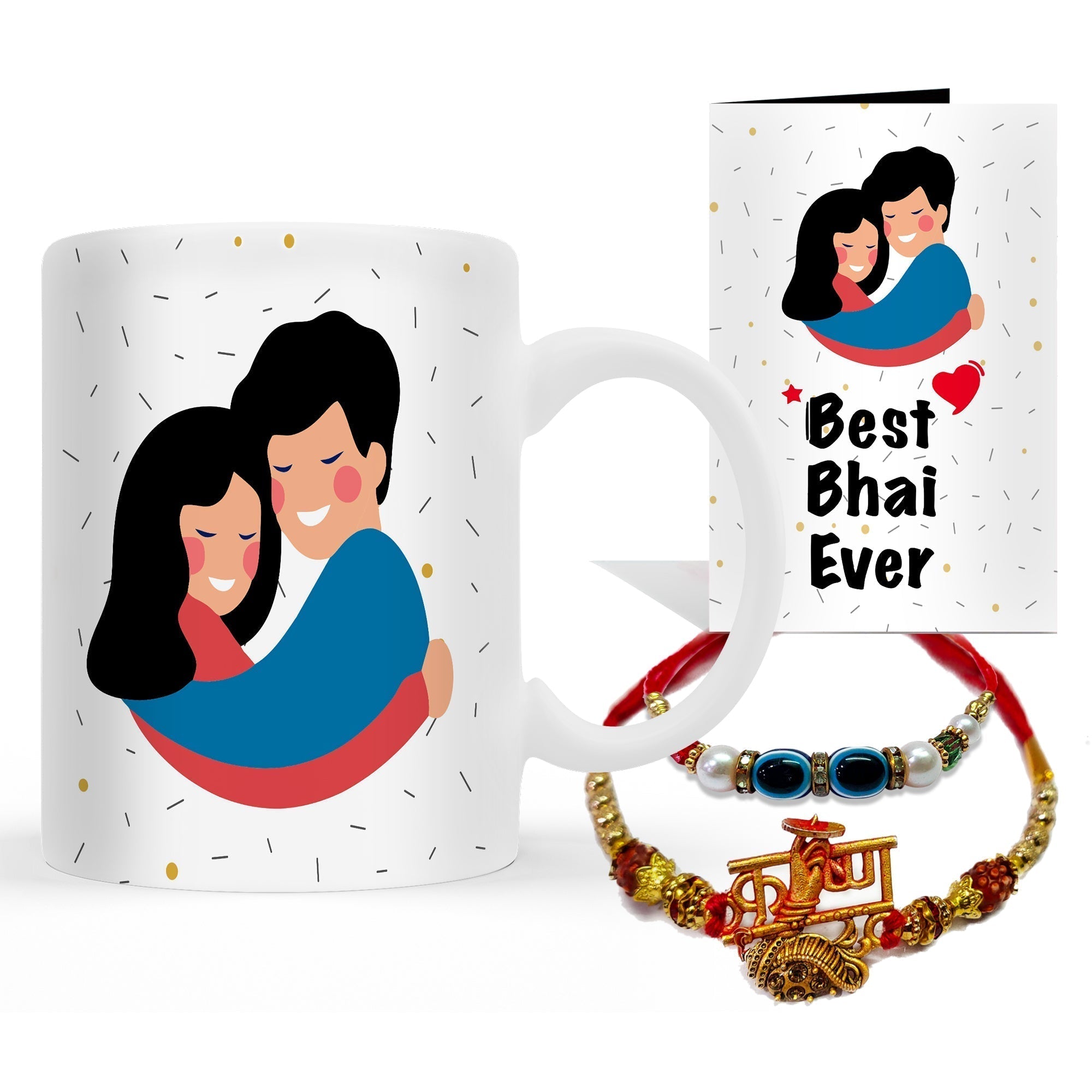 Beguiling Rakhi Set with Best Bhai Ever Mug Gift Combo