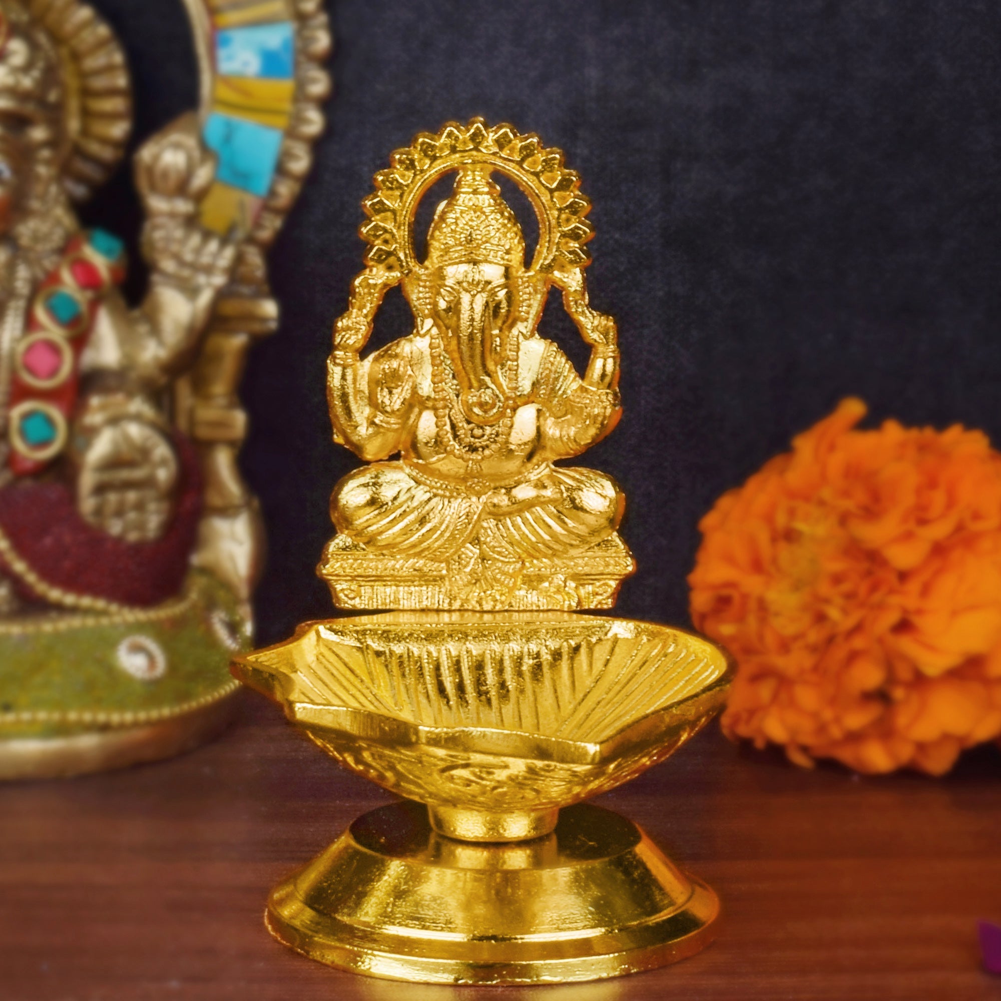1 Pc Lord Ganesha Metal Diya