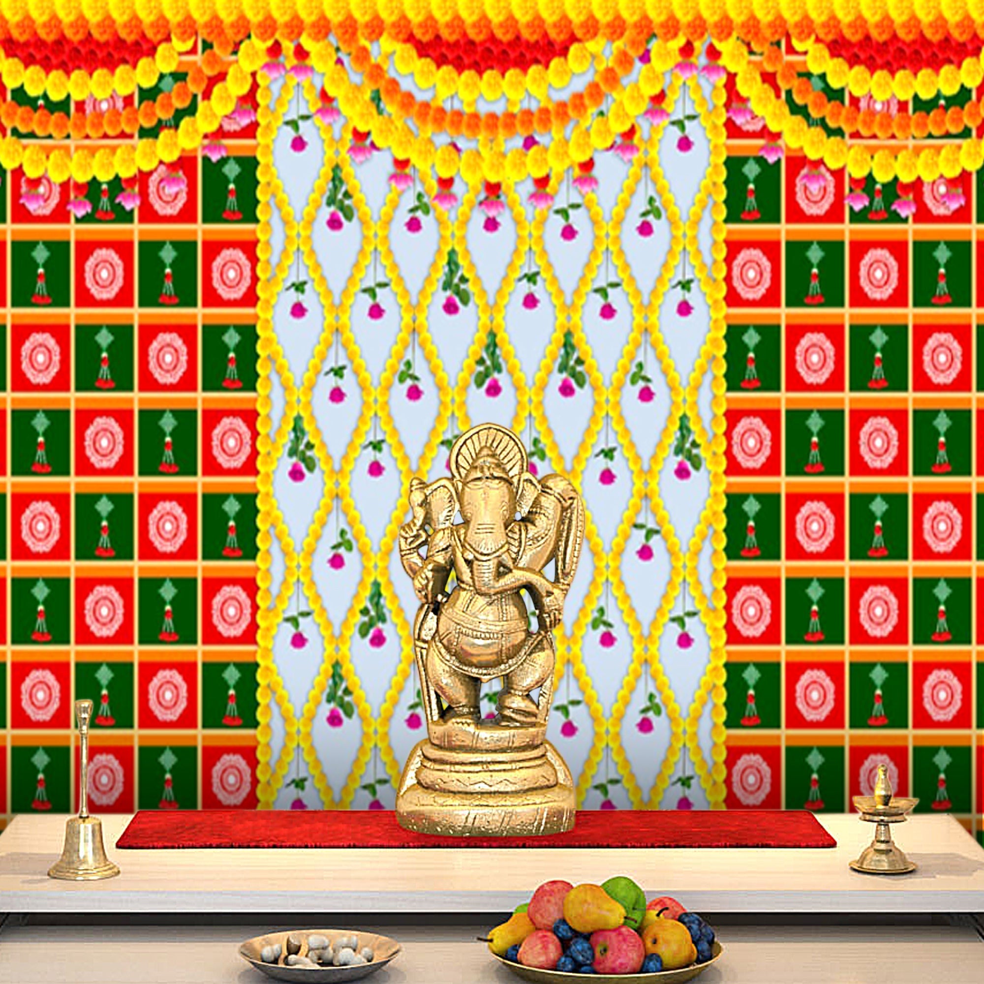 Beautiful Printed Flower Design Backdrop Clothes for Pooja Decoration