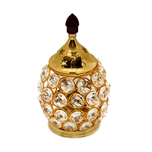 Pure Brass Oval Shape Crystal Glass Chimney Diya