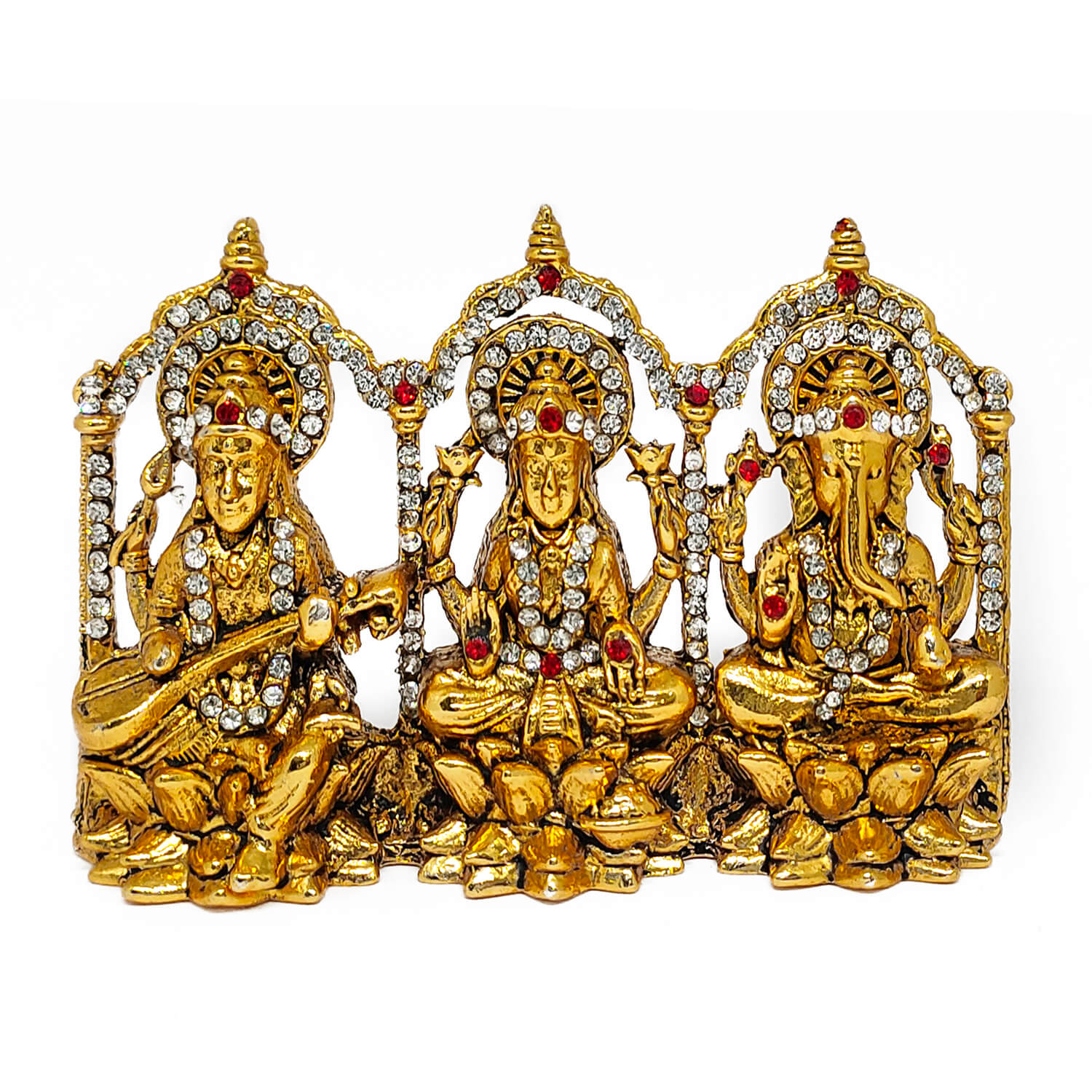 Laxmi and Ganesh with Saraswati Idol