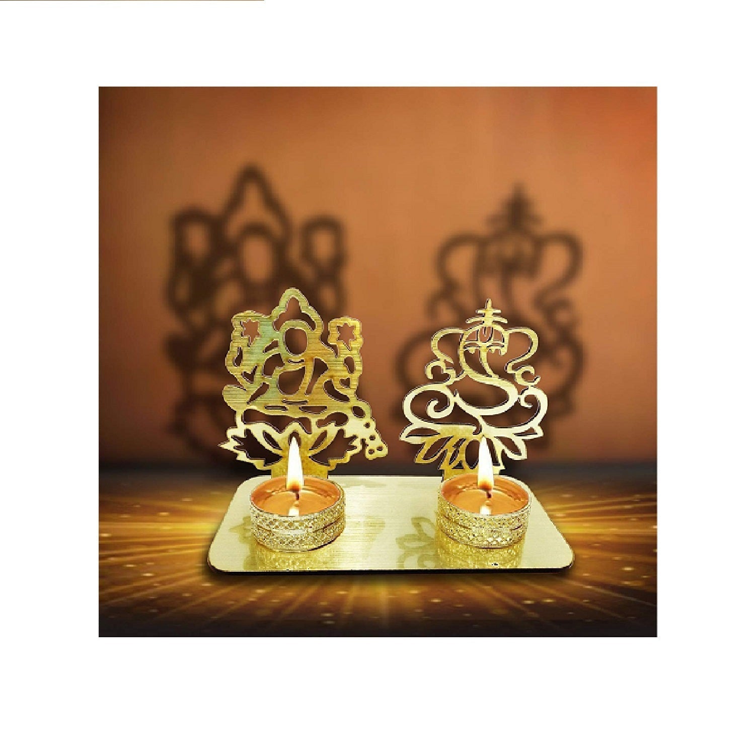Decorative Lord Ganesha and Lakshmi Shadow Diya