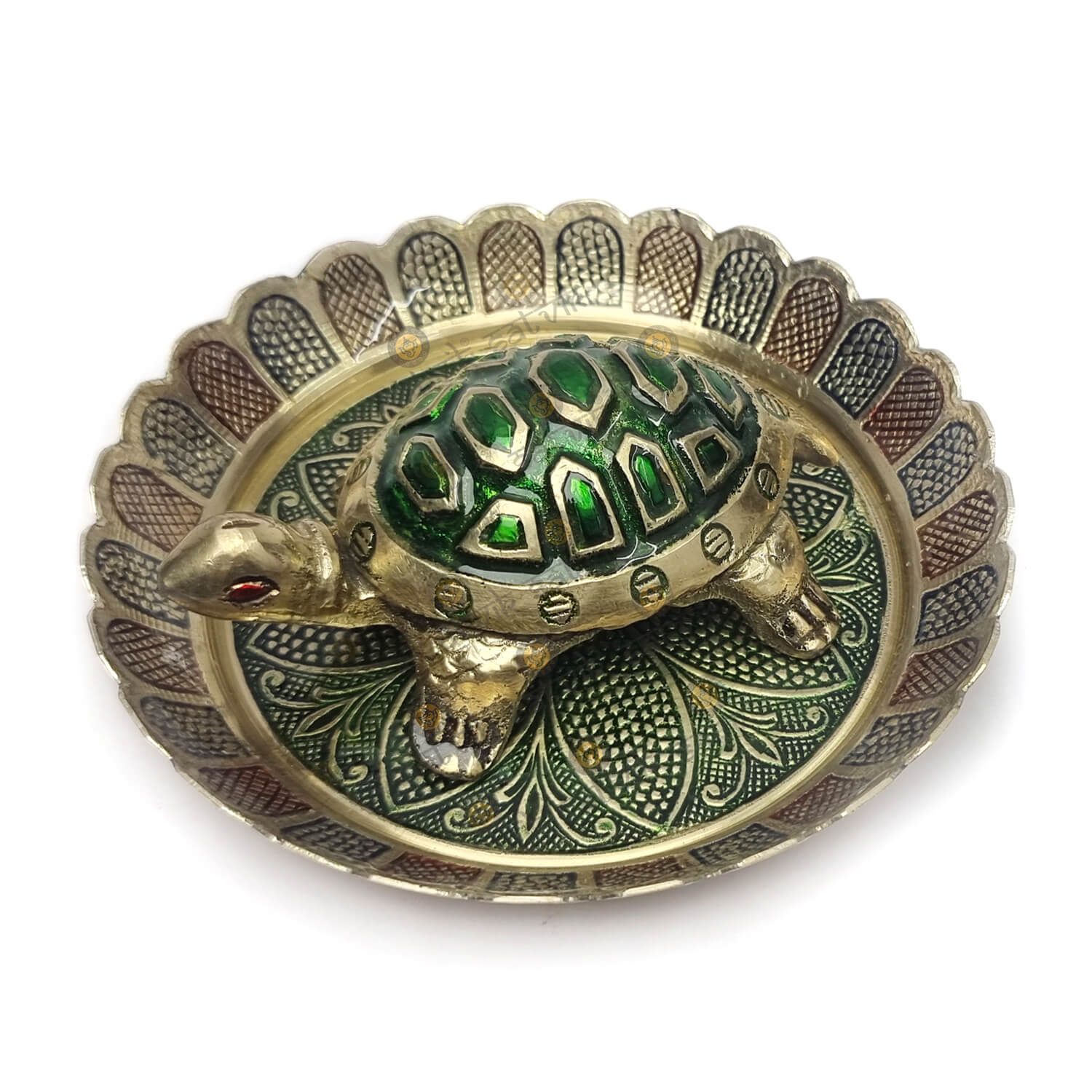 Brass Colored Turtle with Nakashi Plate/Tray (Large)
