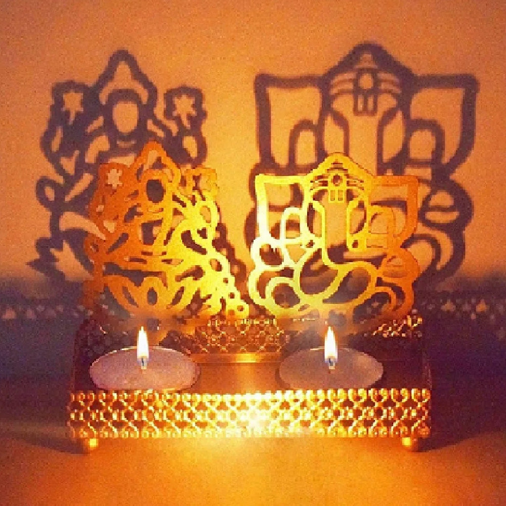 Decorative Lord Ganesh and Lakshmi Shadow Diya