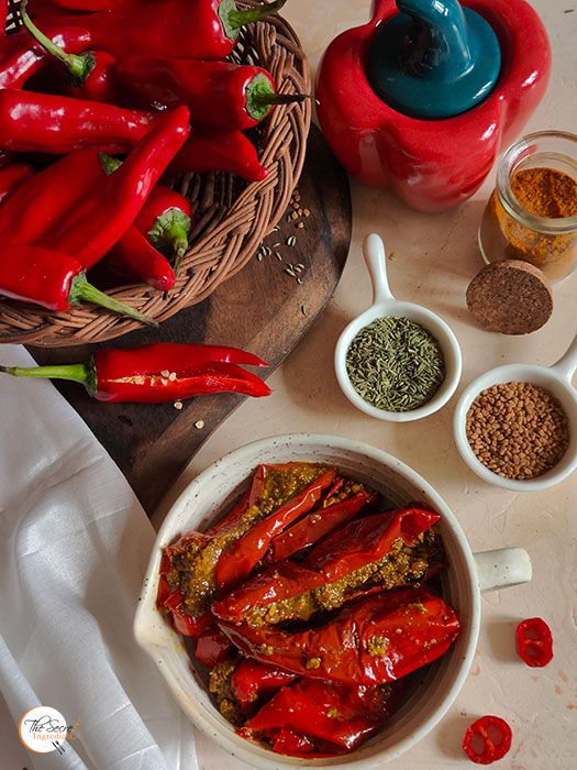 Lal Mirch ka Bharua Achar | Stuffed Red Chilli Pickle