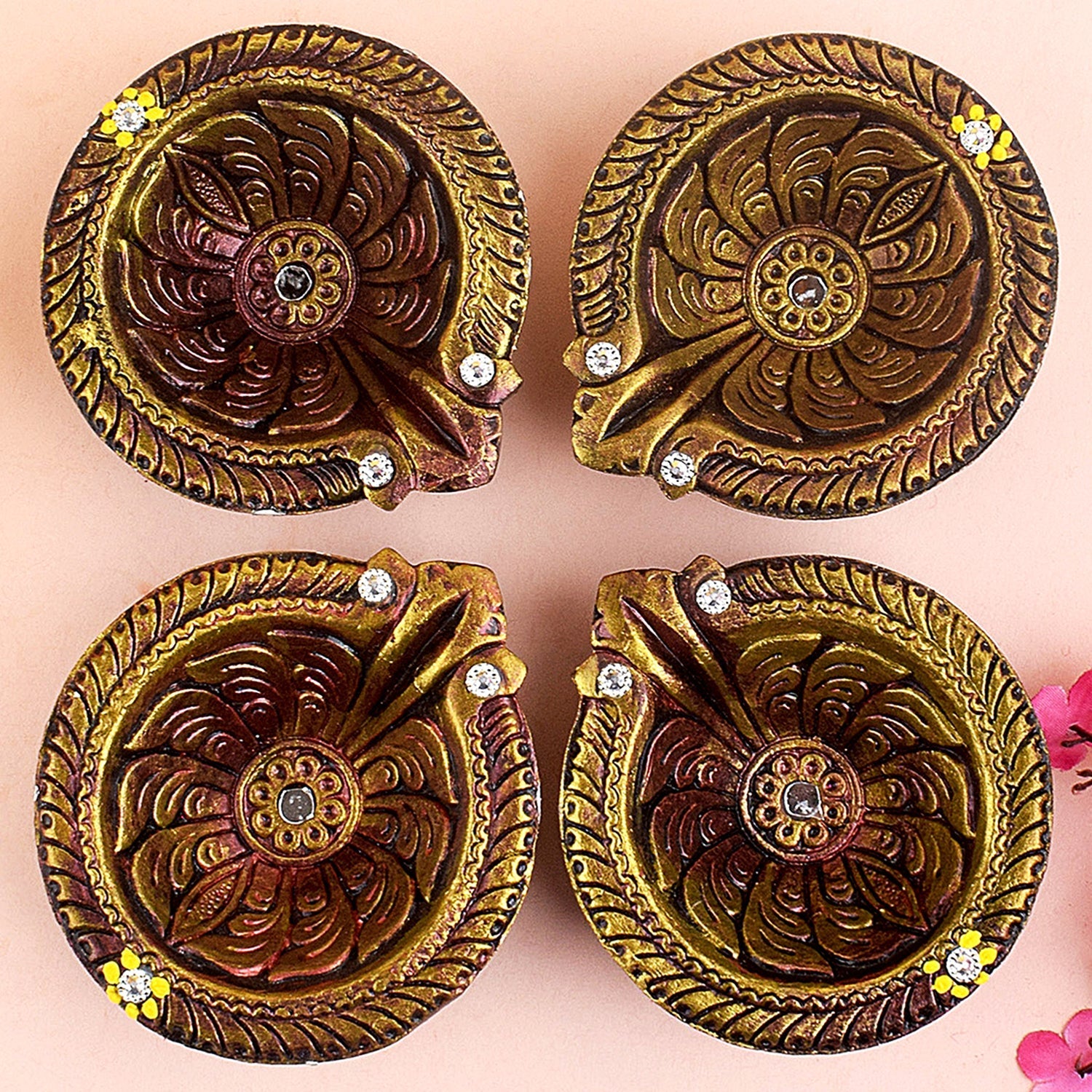 Oxidized Metallic Paint Clay Diyas Shining in Tradition