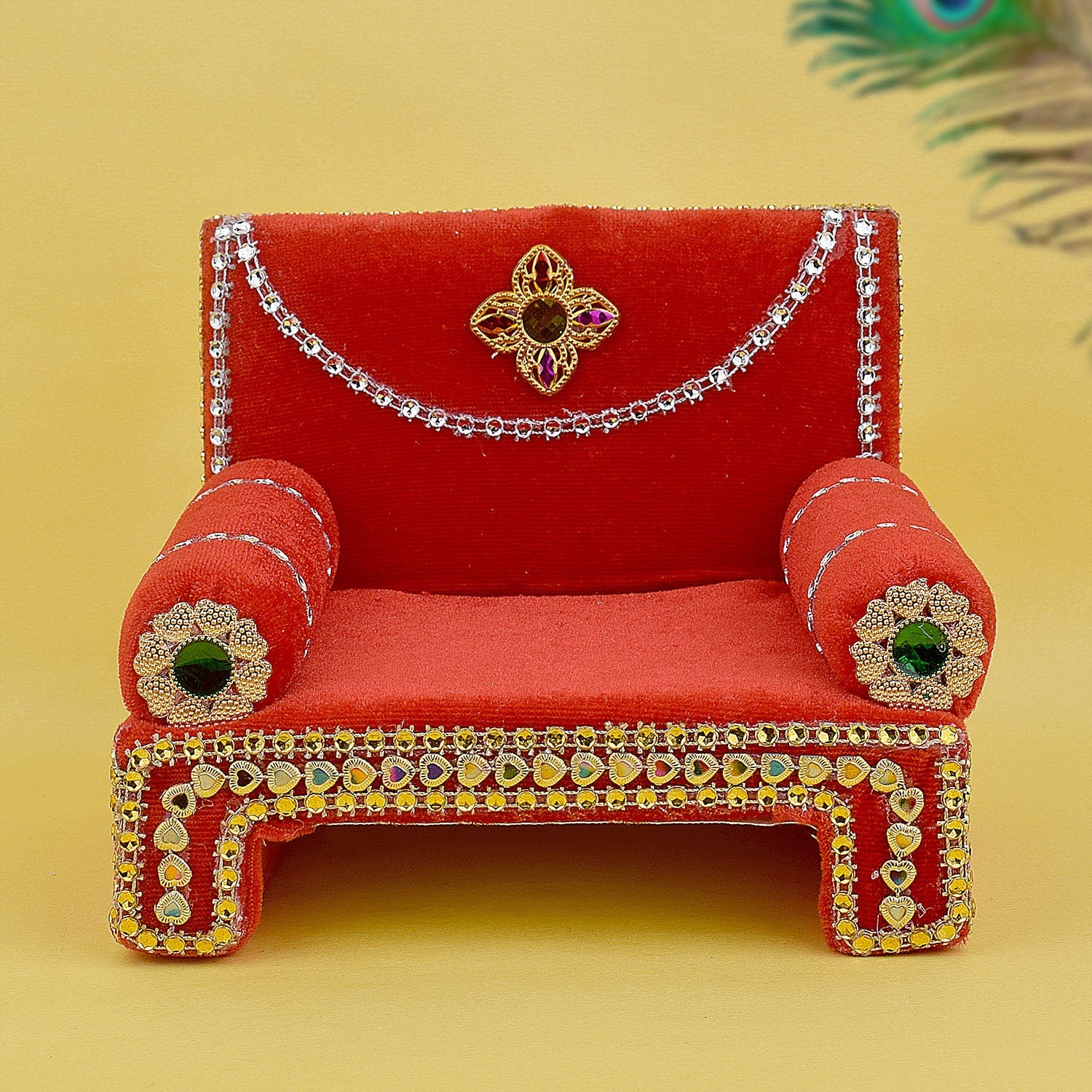 Cherished Adornments: Laddu Gopal's Velvet Singhasan Medium