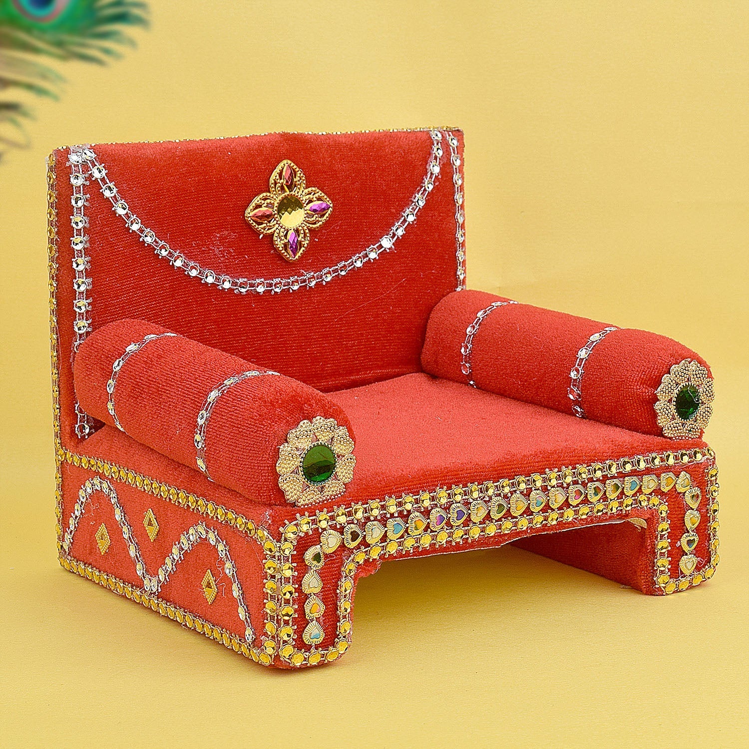 Cherished Adornments: Laddu Gopal's Velvet Singhasan Medium