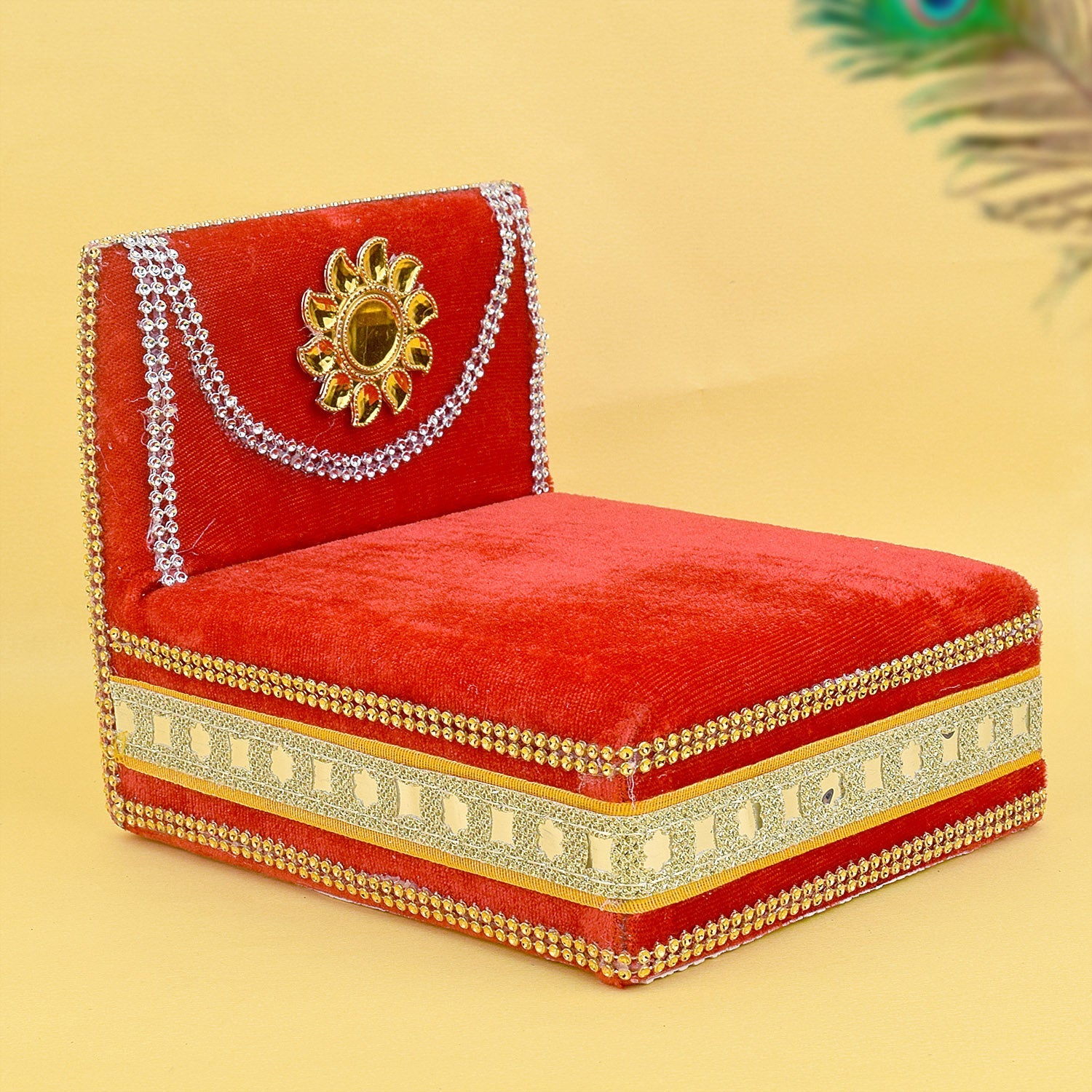 Divine Embrace: Laddu Gopal's Enchanting Velvet Sleeping Bed Small