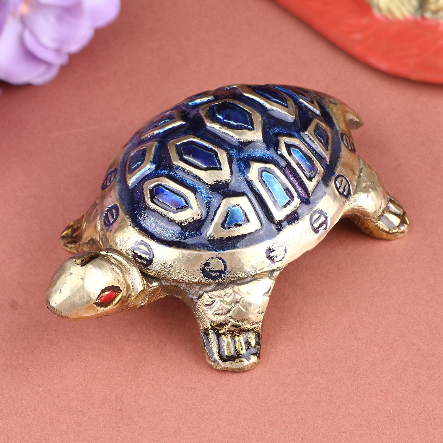 Brass Colored Turtle Small (Blue)