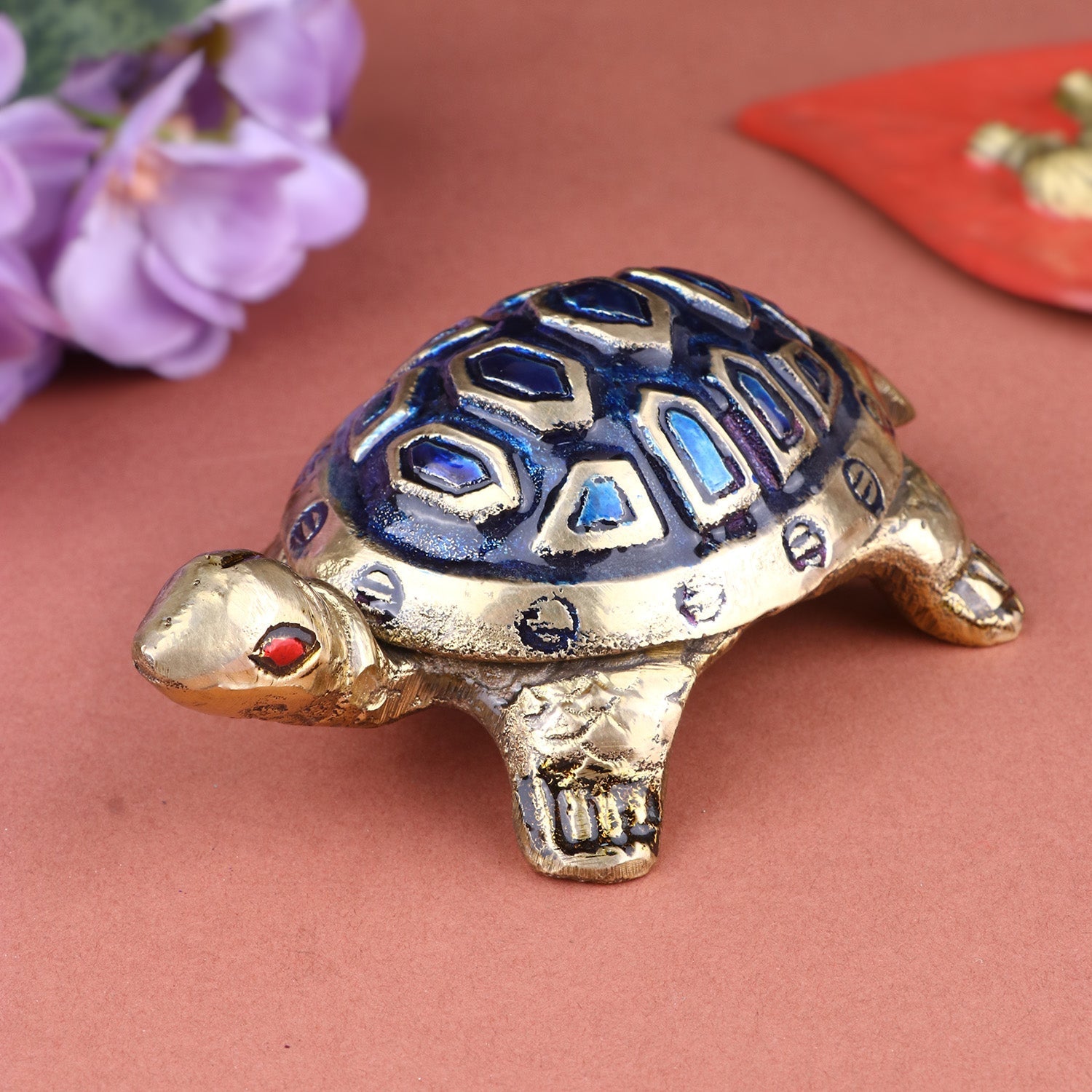 Brass Colored Turtle Small (Blue)