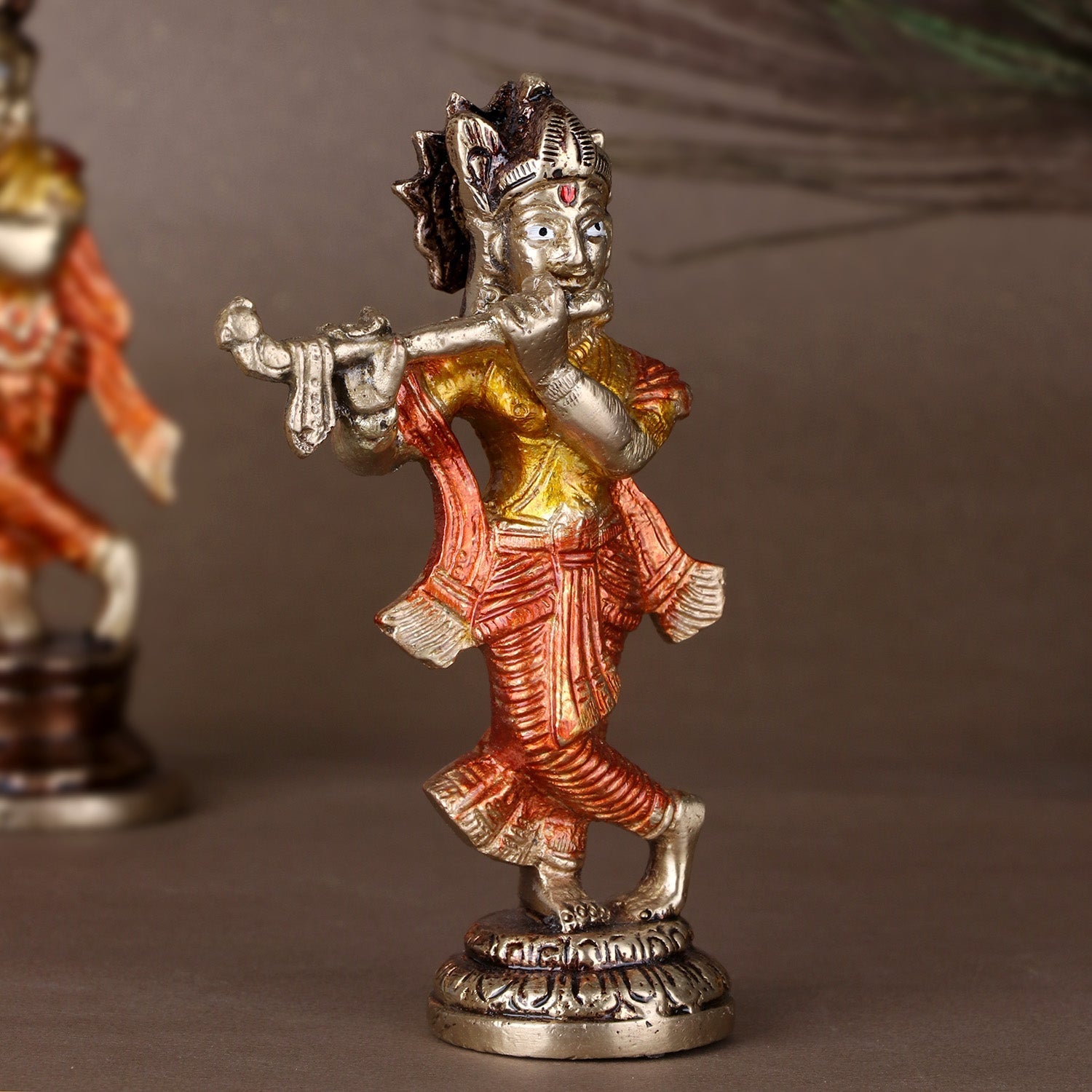 Desirable Colorful Brass Krishna Idol