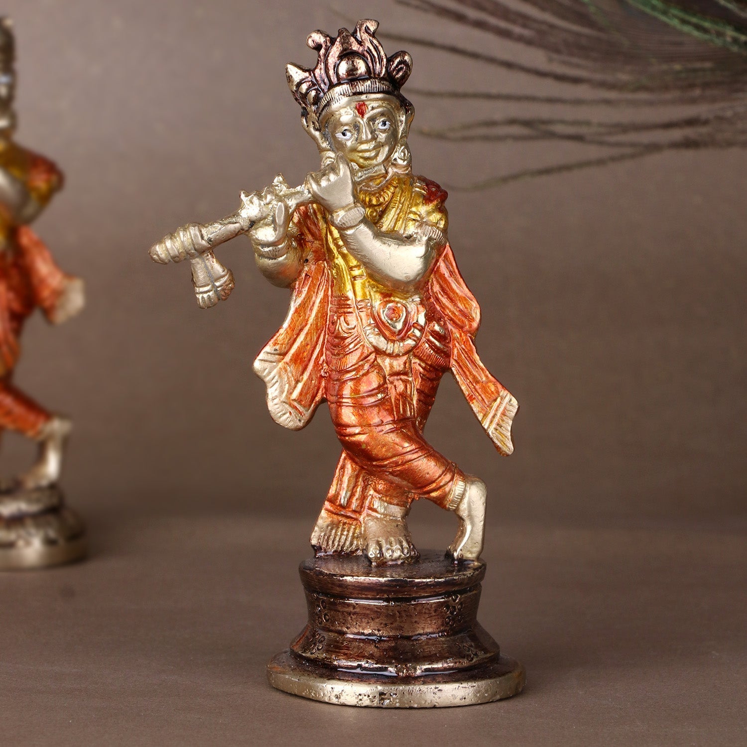 Aesthetic Krishna Colorful Brass Idol