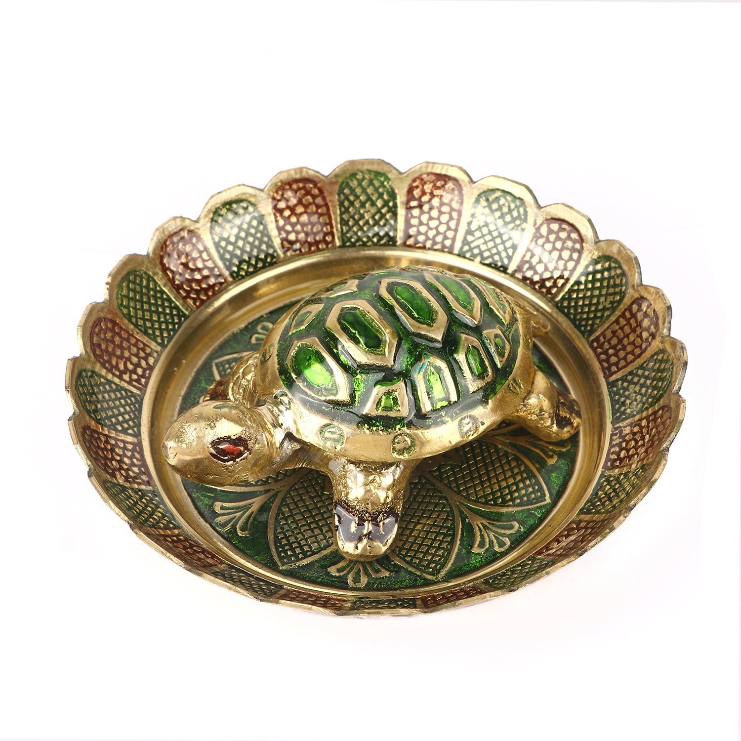 Brass Colored Turtle with Nakashi Plate/Tray (Medium)