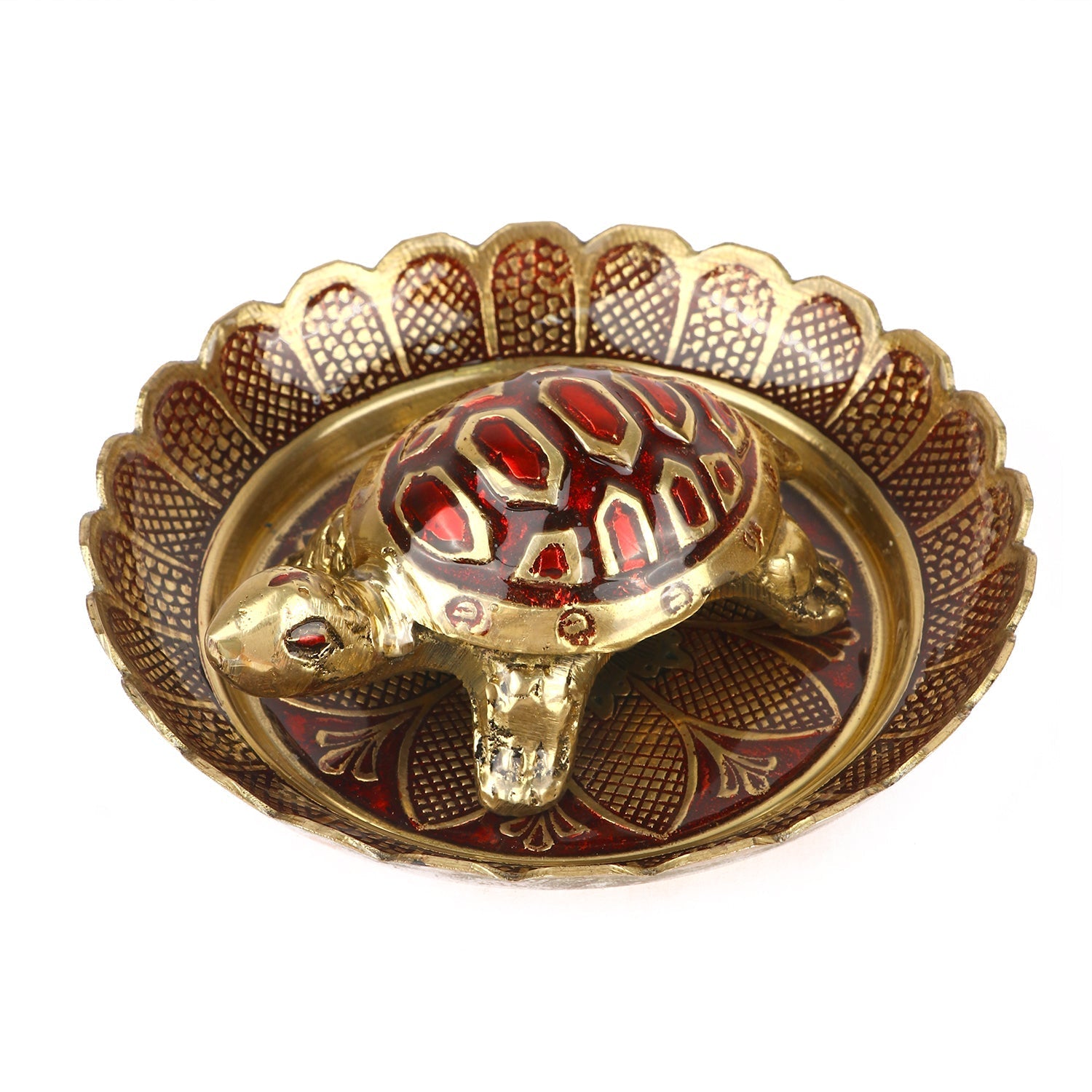 Brass Colored Turtle with Nakashi Plate/Tray