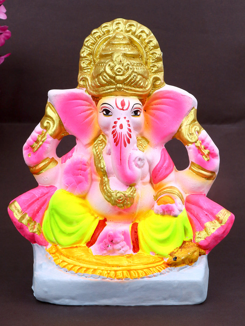 6.5 Inch Gajavaktra Eco-Friendly Ganesha Idol in Siddhasana Pose of Ganpati