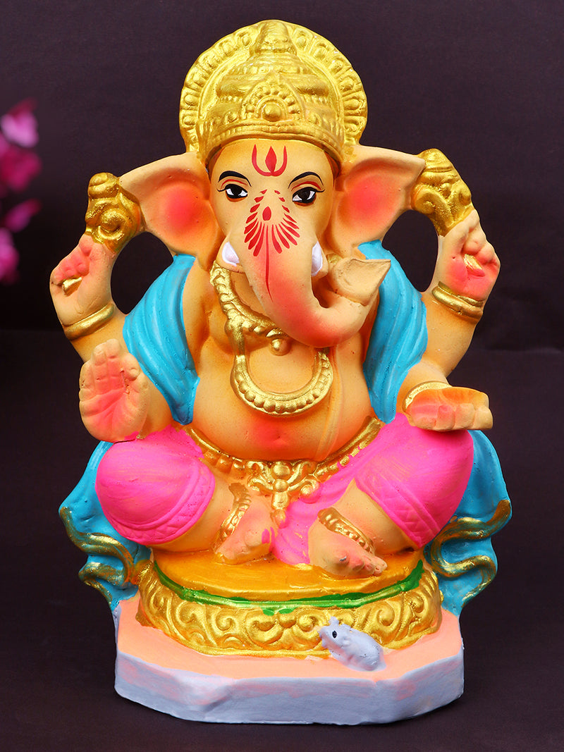 8.2 Inch Muktidaya Eco-Friendly Ganesha Idol in Padmasana Pose of Ganpati