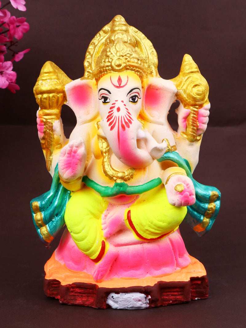 6.5 Inch Varaprada Eco-Friendly Ganesha Idol in Bhujapidansana Pose of Ganpati