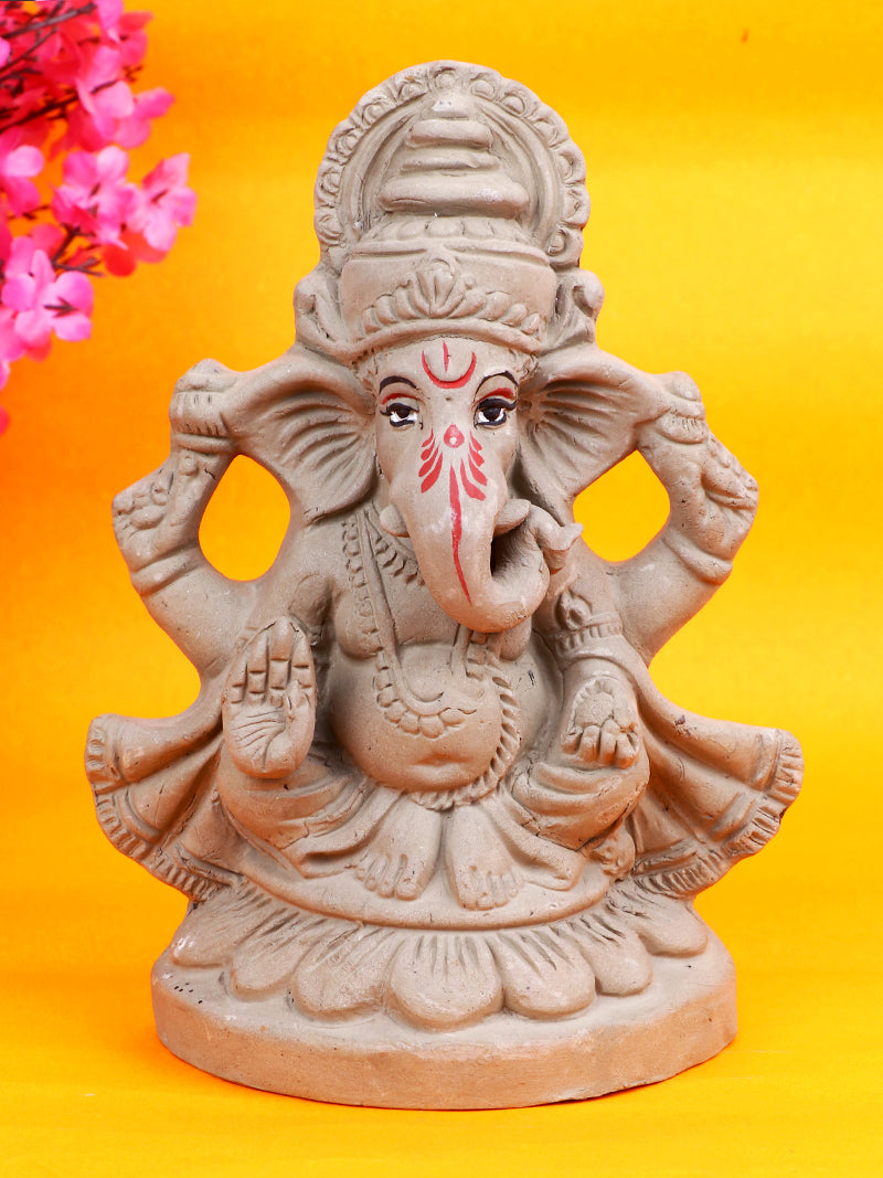 6.2 Inch Vighanaraj Eco-Friendly Ganesha Idol in Padmasana Pose of Ganpati