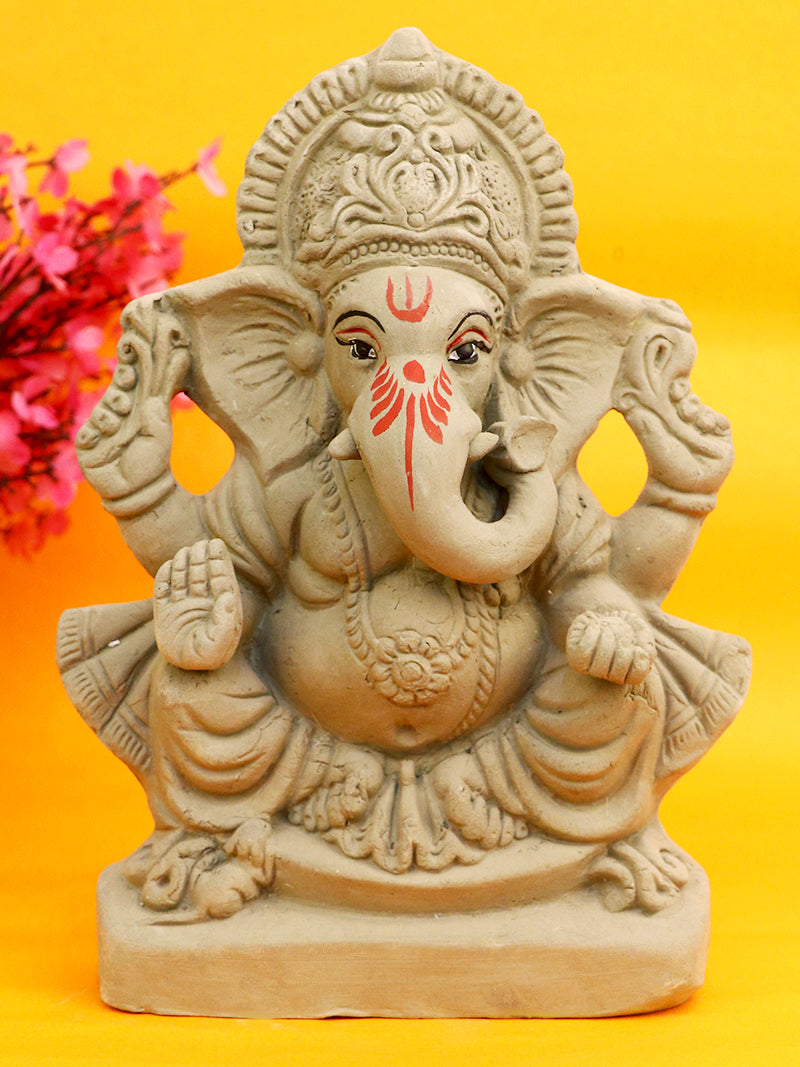 8.5 Inch Lal Bagh Ka Raja/Lal Baugcha Raja Eco Friendly Ganesha Idol in Padmasana Pose of Ganpati