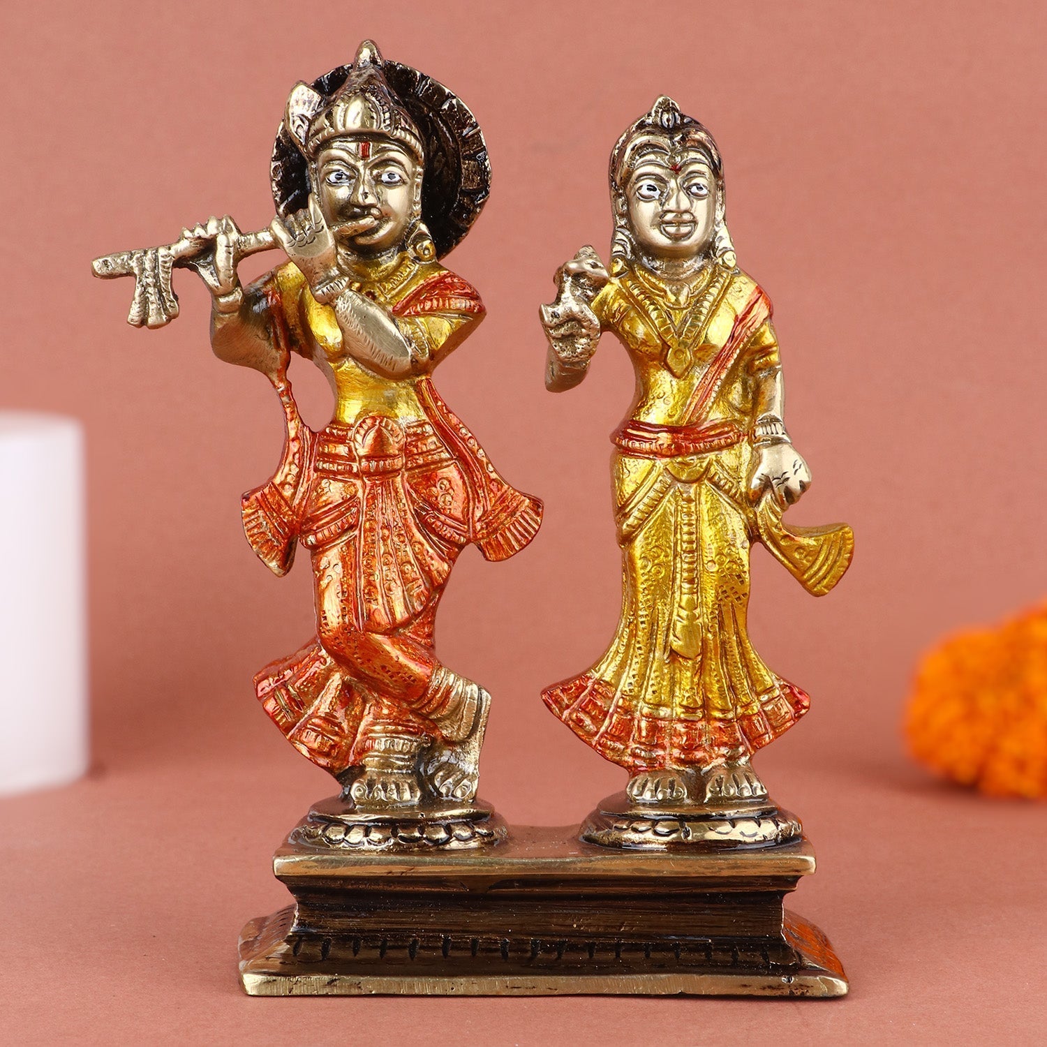 Gorgeous Radha Rani And Krishna Kanhaiya Colorful Brass Idol