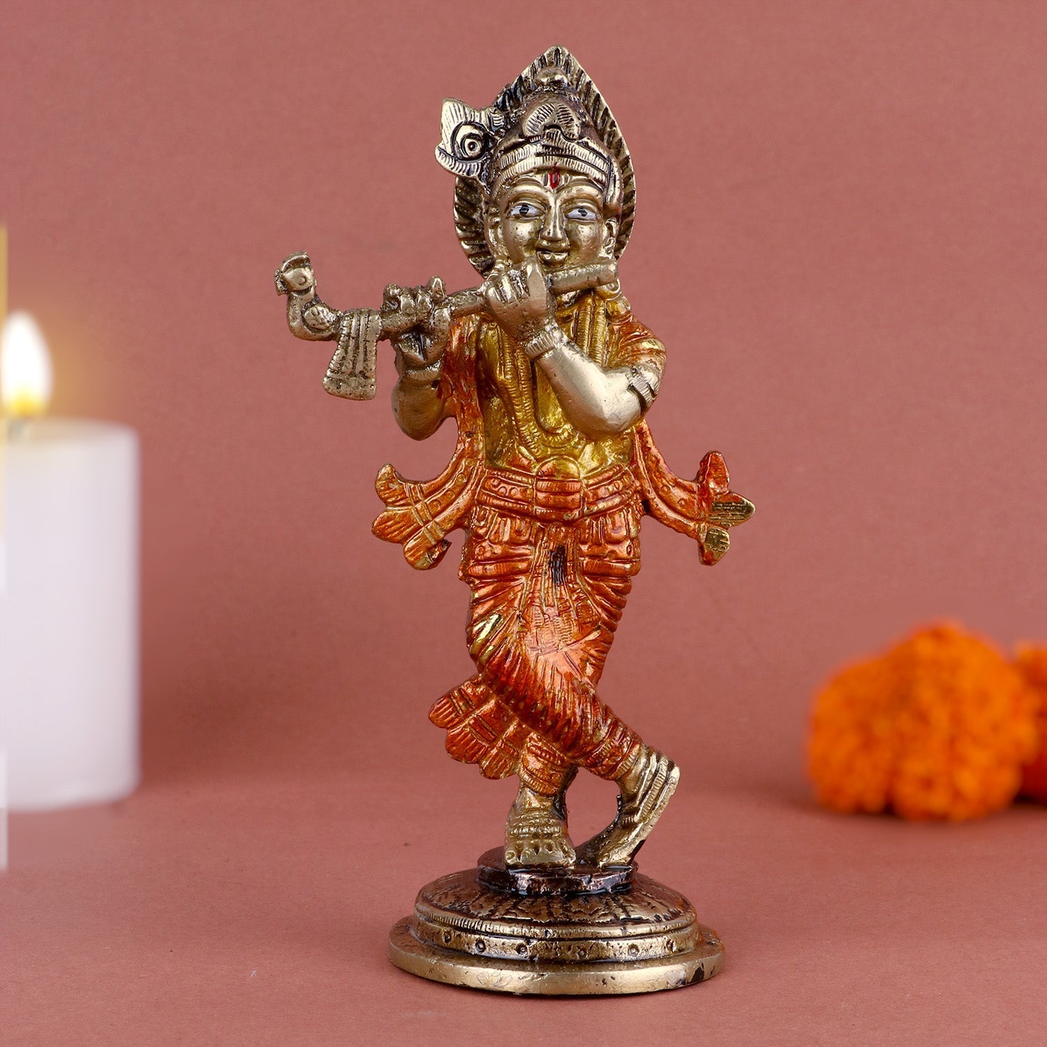 Enchanting Krishna Brass Idol