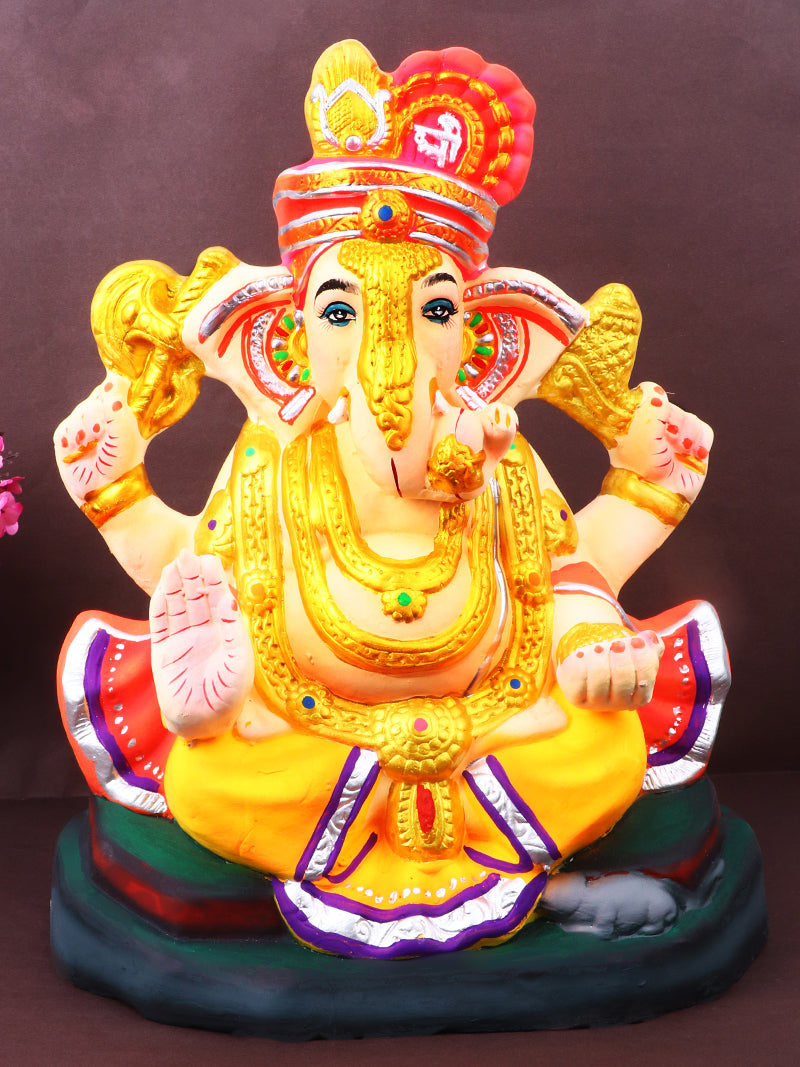 14 UmaPutra Inch Eco-Friendly Ganpati Ganesha Murti on Dagdusheth Pose