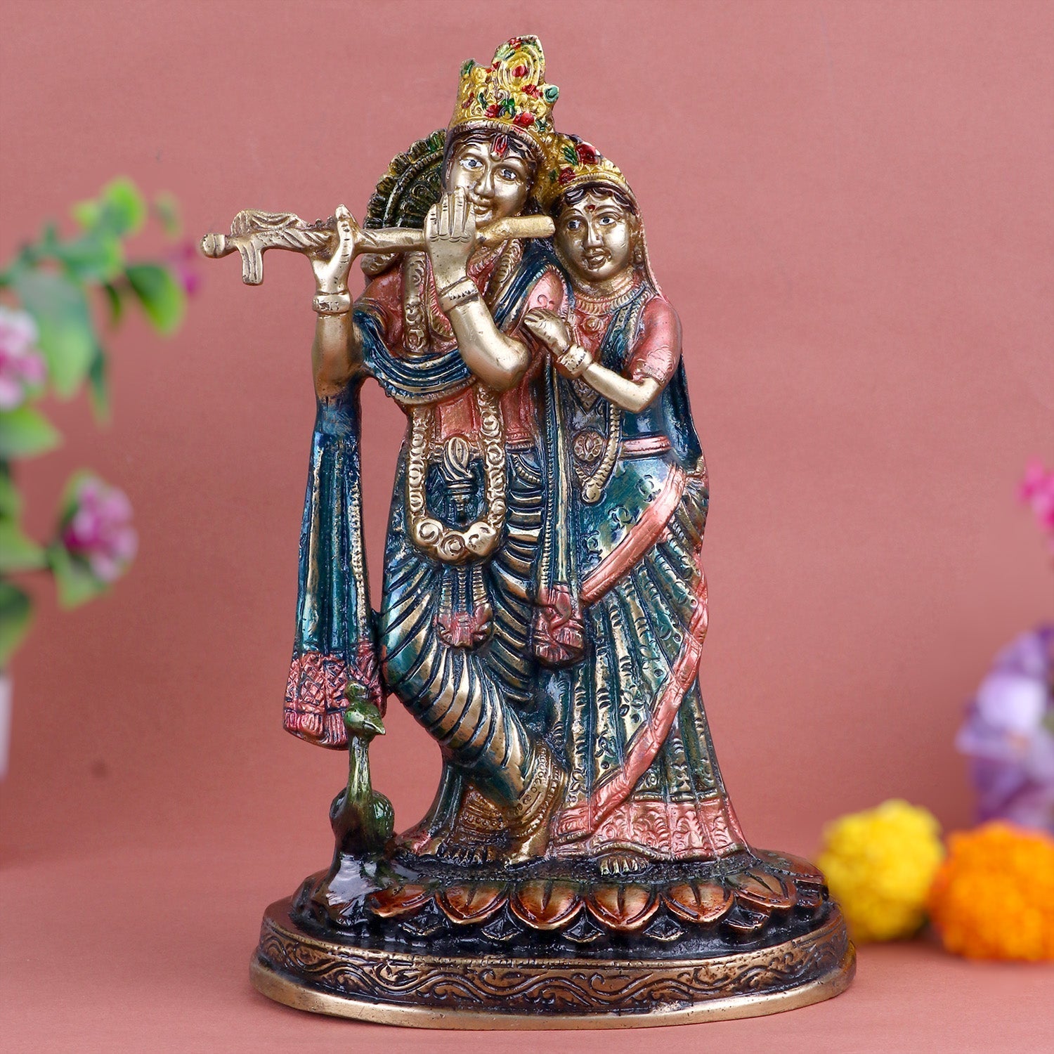 Attractive Radha Krishna With Flute/Bansuri Brass Idol
