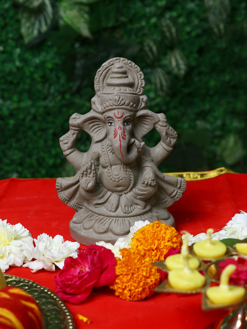 6.2 Inch Vighanaraj Eco-Friendly Ganesha Idol in Padmasana Pose of Ganpati