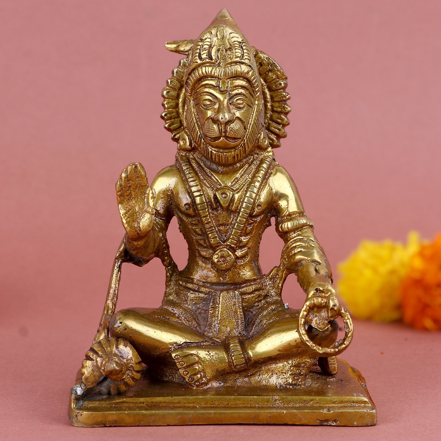 Brass Sitting Hanuman Statue