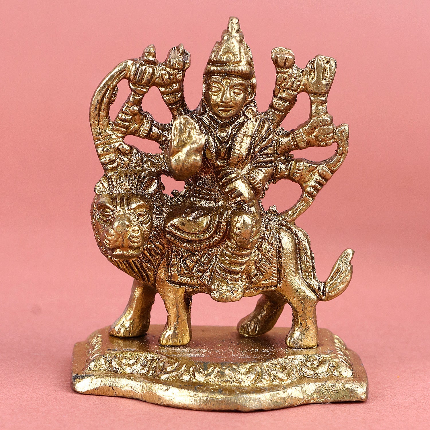 Engraved Brass Maa Sherawali Idol