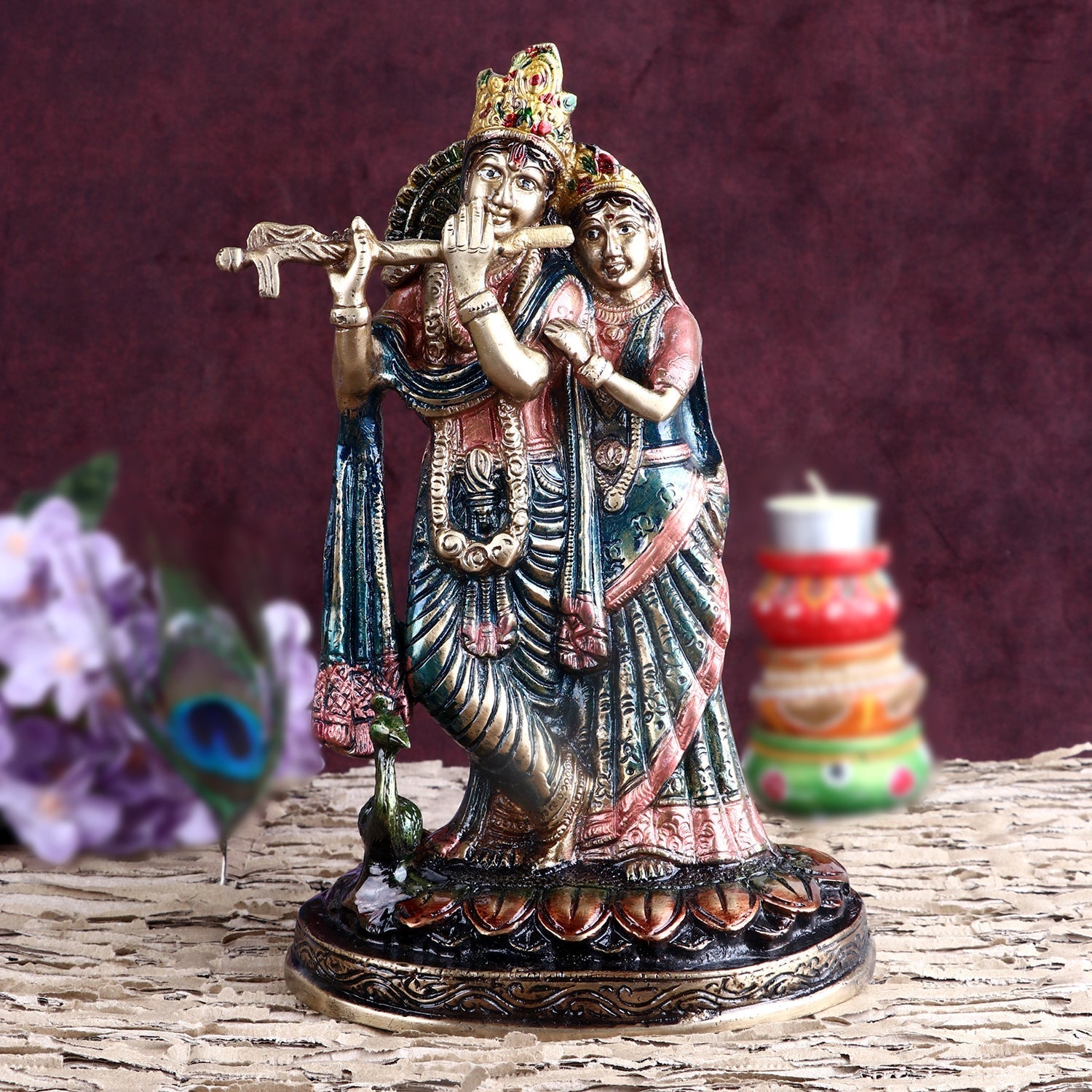 Attractive Radha Krishna With Flute/Bansuri Brass Idol