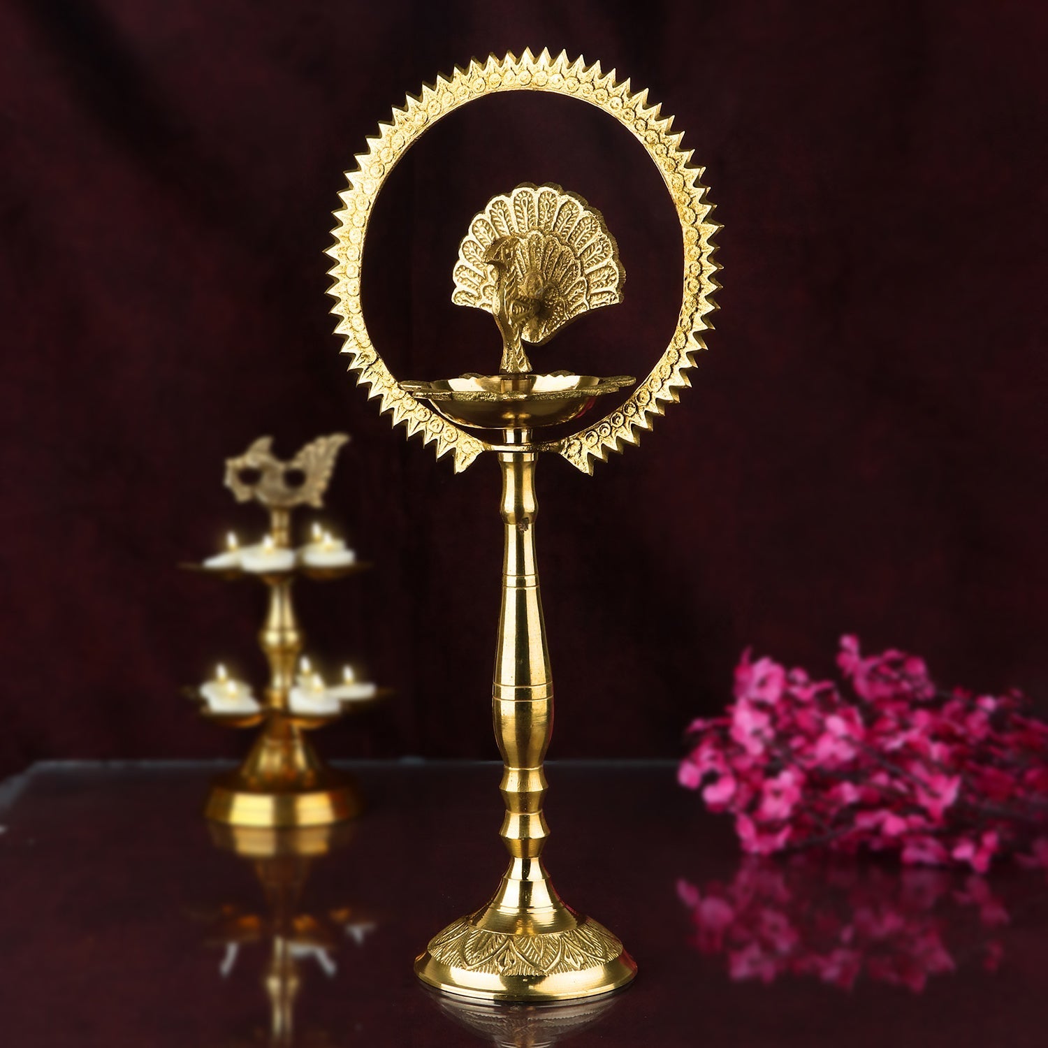20 Inch Mor Kiran Style Brass Kerala Diya