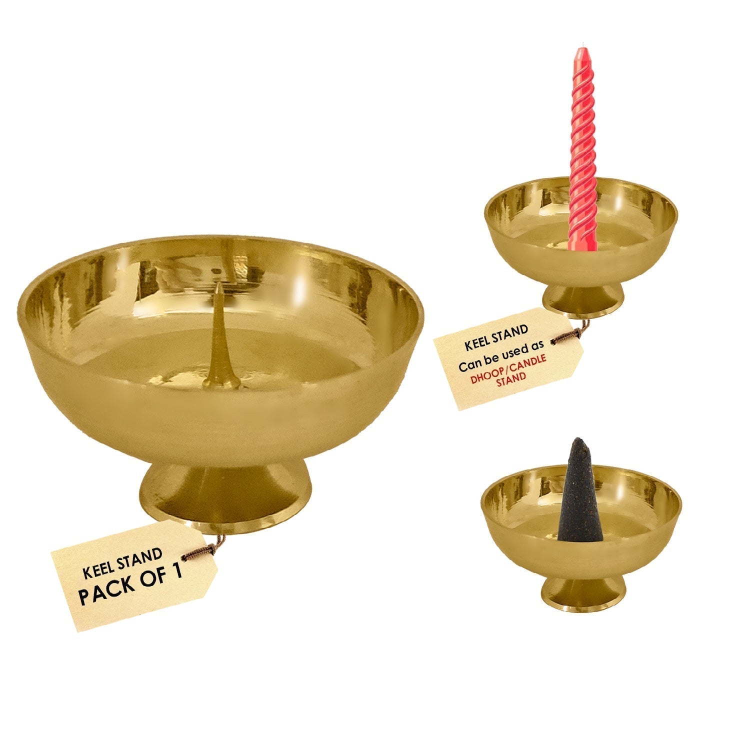 1 Inch Brass Dhoop/Candle Stand