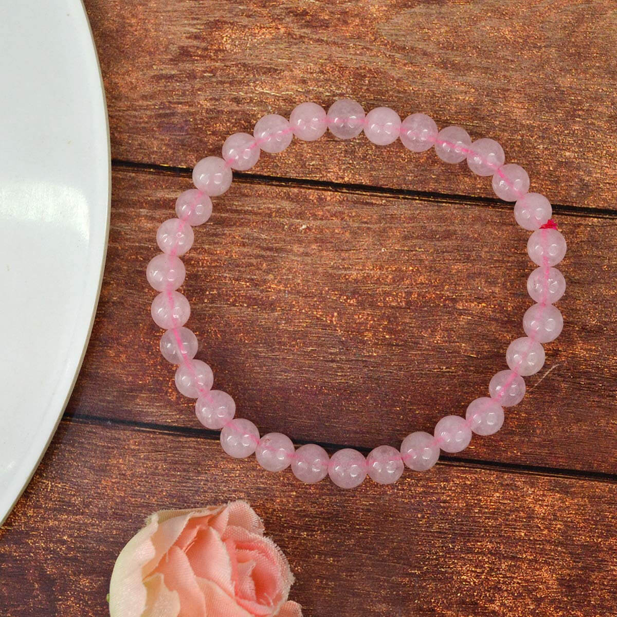 Rose Quartz Crystal Bracelet for Reiki Healing 6 MM