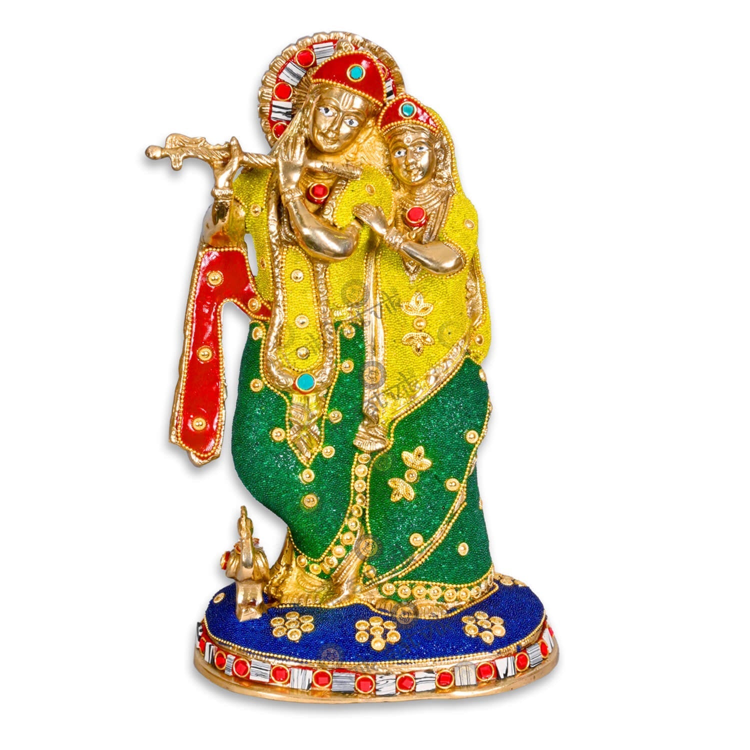 Brass with Stone Finish Radha Krishna Idol
