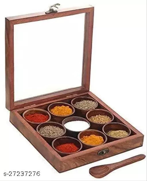 Wooden Table Top Masala Dabba Containers