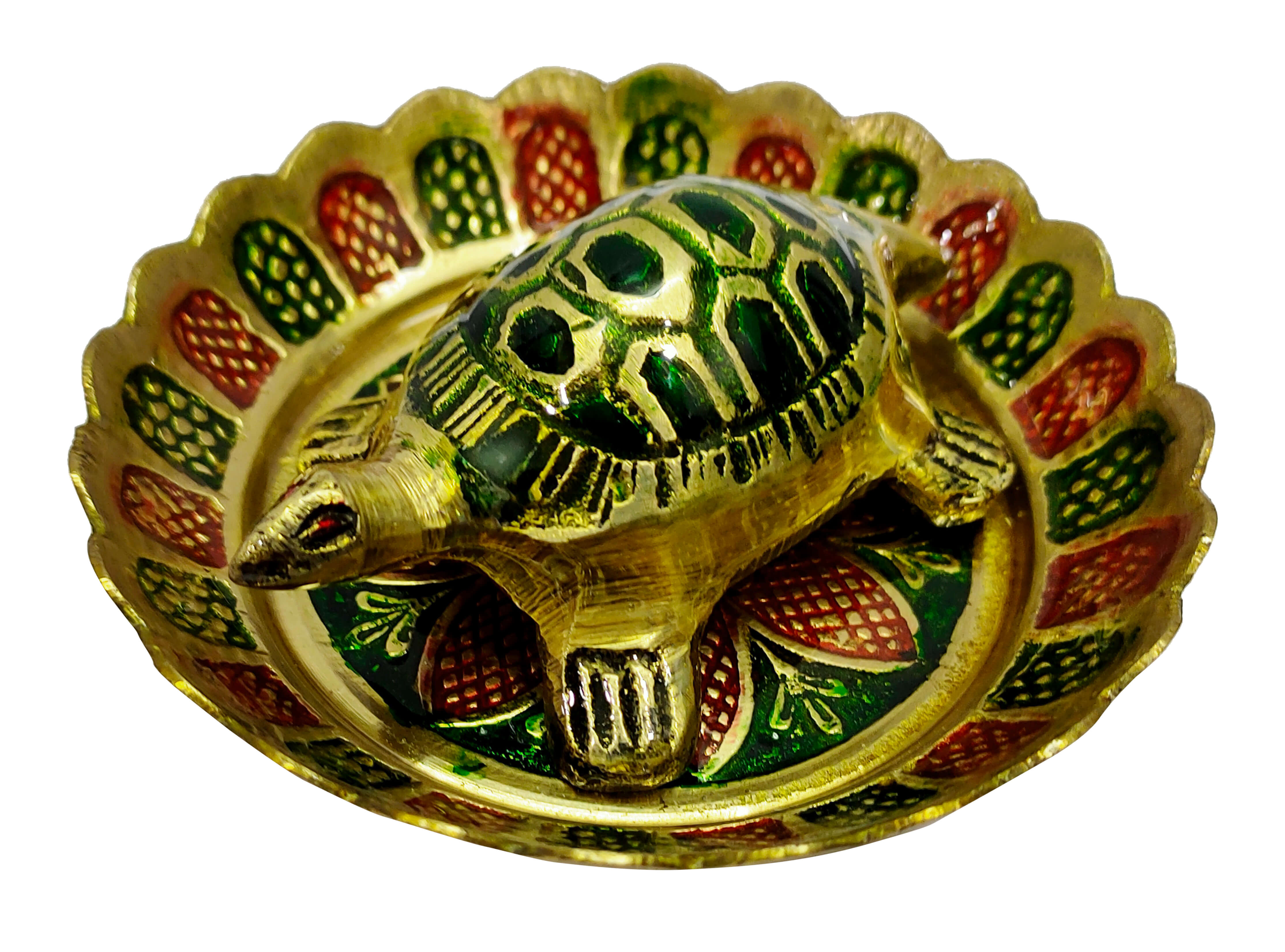 Brass Colored Turtle with Nakashi Plate/Tray (Small)