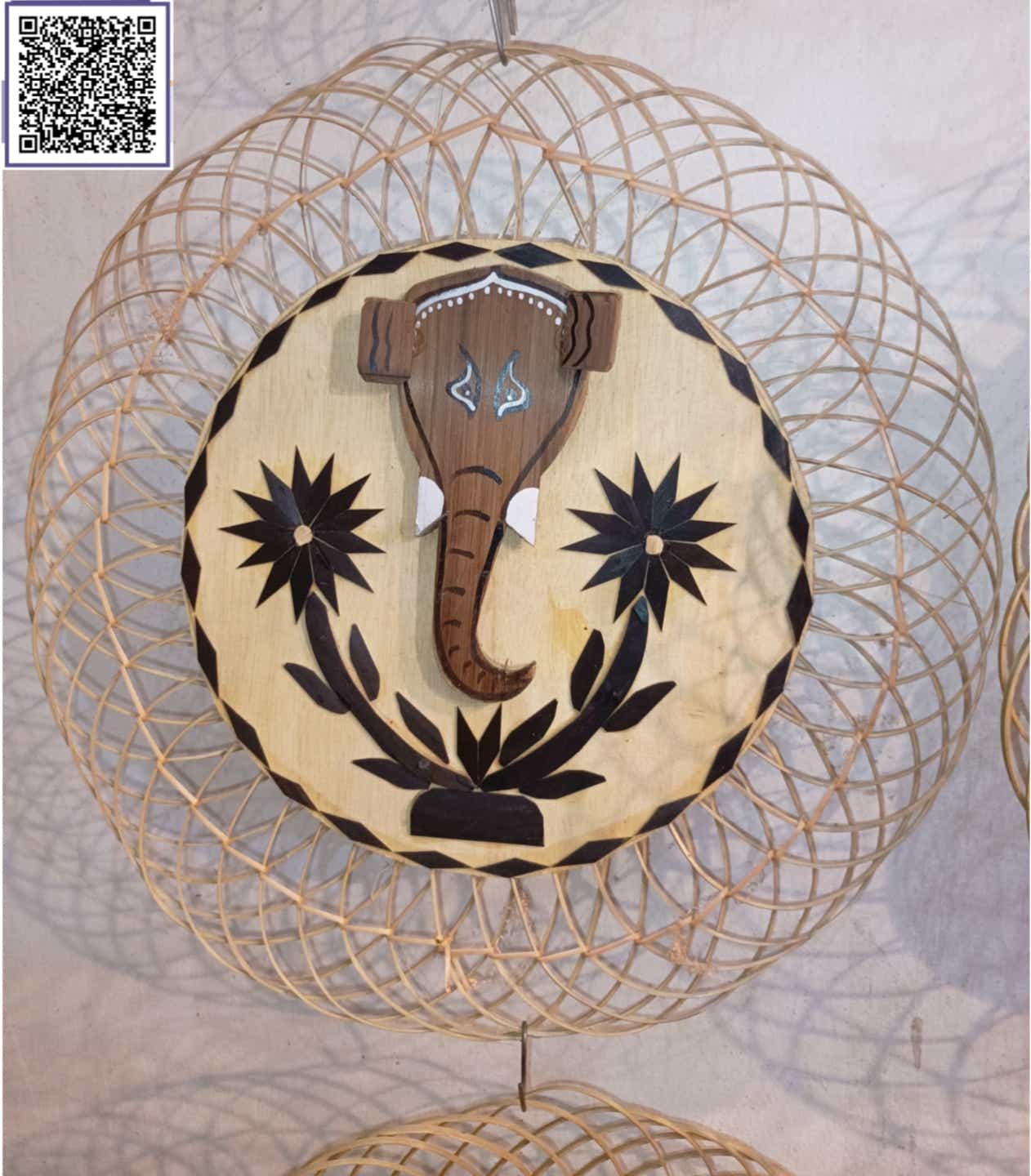Wall hanging unique wooden Shree Ganesh idol in circle style frame