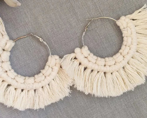 Macrame hoop earrings